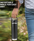 Person carrying a bottle with Screw Top Lid Replacement For Yeti Rambler Cups, demonstrating easy carry handle.