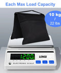 Two Pack Heavy Duty Sand Bags for Tripods, Umbrella Bases, and Photo Gear on electronic scale showing 12.00 kg