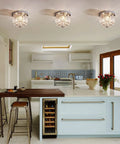 Crystal Chandelier 3 Light LED Flush Mount In Chrome, Modern Mini Ceiling Pendant For Bedroom Hallway Living Room Kitchen