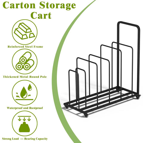 Rolling Cardboard Box Rack With Lockable Wheels Portable Carton Storage Stand Holds Ten To Fifteen Boxes Space Saving Carton Organizer For Home Retail Warehouse And Supermarket