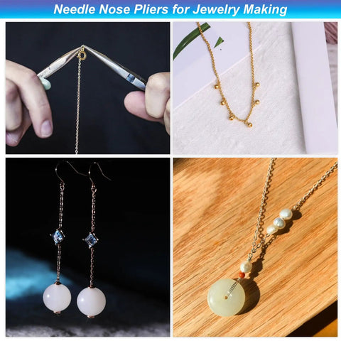 Needle Nose Pliers For Jewelry Making And Beading, handling chain for detailed wirework repair and assembly of ornate jewelry.