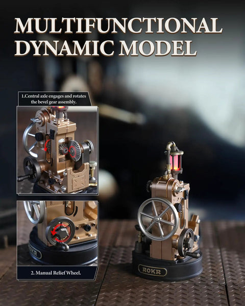 Metal 3D Puzzle Mechanical Model Kit With Morse Telegraph Theme Steampunk DIY Industrial City Build Wireless 2 4G Link Receiver, gear detail