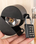 Installed TEMEILI black metal door-knob lockout with a 5-digit padlock.