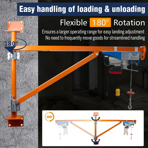 Heavy Duty Wall Mount Jib Crane With 660 Lb Capacity And 121 Cm Reach All Steel Construction Electric Hoist Holder