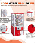 Coin Operated Vending Machine For Capsule Toys, Candy, And Bubble Gum, Holds 200 Balls, Gashapon Style, pink with metal frame