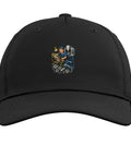 Cool Adjustable Baseball Hat For Machinist Tools Vise Gauge Square Set Edge Gift Black Classic Five Panel Structured Crown front view with graphic design.