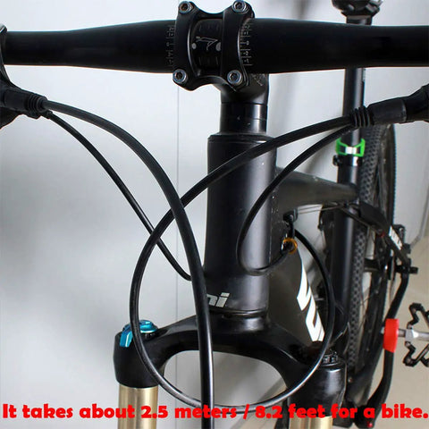 Installed 10000mm 32.8ft Bicycle Hydraulic Brake Hose 5mm Universal High Pressure 10000 PSI on mountain bike handlebar