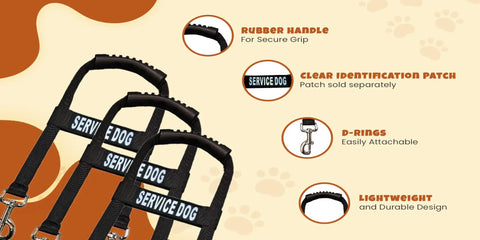 Heavy Duty Service Dog Bridge Handle Harness Attachment With Double Metal Quick Snap Clips For Working Canine Teams Needing A Legit Solid Grip And Total Zero Drama During Daily Training Runs