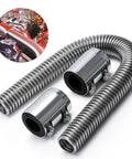 24 Inch Stainless Steel Radiator Flexible Coolant Water Hose Kit With Cap Clamp In Silver For Cars Universal Fit Heavy Duty Beefed Up Cooling Upgrade Performance, showcasing stainless steel construction and flexible design.