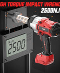 Three Quarter Inch Cordless Impact Wrench Bare Tool, High Torque 1850 Ft Lbs 2500 Nm, Brushless Power, Four Speed Modes