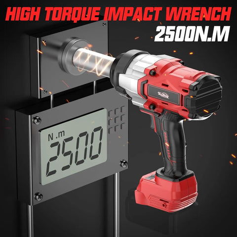 Three Quarter Inch Cordless Impact Wrench Bare Tool, High Torque 1850 Ft Lbs 2500 Nm, Brushless Power, Four Speed Modes