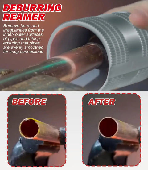Heavy Duty Tubing Reamer Kit For One Quarter To One And A Quarter Inch Pipes Inner Or Outer Deburring Tool in action