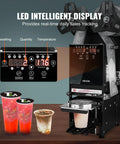 No Fuss Fully Automatic Cup Sealer Pumping Six Hundred Cups Hour With Digital Control Panel showing LED display and sealed cups.