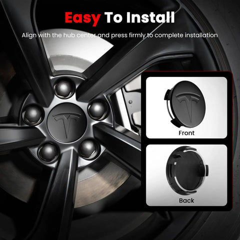 4 Pack Car Wheel Center Hub Cap Kit With 22 Lug Nut Covers 2.2 Inch 56mm Rim Caps With Emblem For Model 3 And Model Y, easy installation