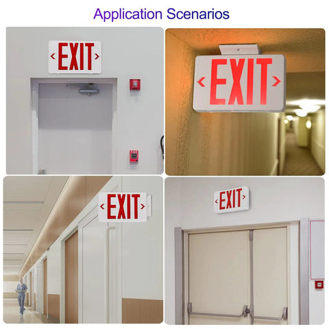 Red LED Exit Sign With Battery Backup Hardwired Emergency Exit Light UL Listed For AC 120/277V 6 Pack in various settings