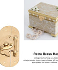 Sturdy Brass Latch Hasp for Jewelry Box and Cabinet, Old School Retro Decorative Buckle Lock beside vintage jewelry box