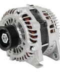 Drop In High Performance Alternator Replacement For 2009 To 2013 Mazda 6 And 2007 To 2015 Mazda CX 9 Bolt On 12 Volt OE Style A003TJ2391 Direct Fit For Easy Install Long Life Performance Upgrade, showing front view with pulley and casing.