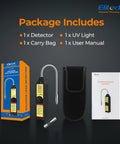 Elitech WJL-6000S halogen refrigerant leak detector kit with flexible gooseneck probe, carry case, and manual