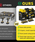 Comparison of two tool organizers, highlighting features of the Heavy Duty Wall Mounted Tool Organizer With Eight Cordless Drill Holders.