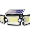 Three Head Solar Outdoor Flood Lights With Dual Motion Sensors Bangin 180 Degree Coverage Up To 40 Feet IP65 Waterproof