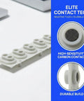 2 Pack Conductive Rubber Contact Strips For Keyboard Buttons And Digital Pianos, close-up of silicone key contact pads with carbon contact.