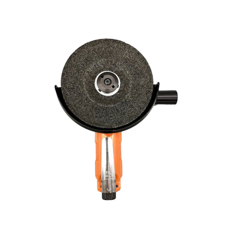 125 Mm Pneumatic Angle Grinder Polisher Sander With Turbo Trigger And Removable Canted Side Handle top view showing grinding pad