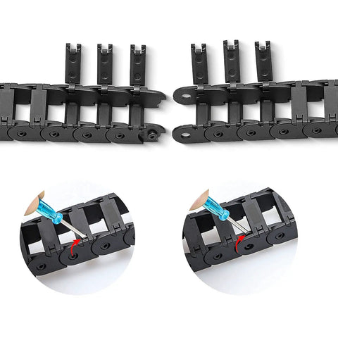39.3 Inch Open Type Drag Chain Carrier Cable for CNC Router and 3D Printer R18 internal 10x11mm, installation process shown
