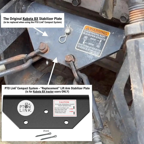 Lift Arm Stabilizer Replacement Plate Kit For BX Tractors Only, PTO Compatible Compact System Upgrade For Kubota BX Series, Durable, Easy Install Replacement Plate Keeps Lift Arm Stable And Safe