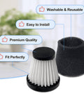 Three Pack Handheld Vacuum Cleaner Filter Set For Dirt Devil Scorpion Handheld Vacuums Style F117 Compatible With Part AD40117 Replacement showing washable reusable filters.