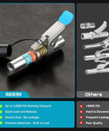 Workhorse Grease Gun Accessory Kit With 12000 PSI Quick Release Coupler And 90 Degree Adapter 39.4 Inch Dual Spring Flexible Hose Zerk Fitting Cleaning Tool For All Grease Guns on display with comparison chart