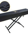 Piano Keyboard Dust Cover With Music Stand And Zipper Opening on Yamaha P225 with close-up of zip detail, fits similar models