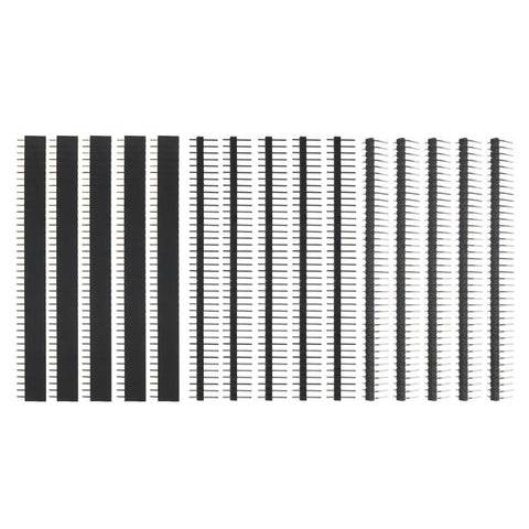 40 Pin 2.54mm header connectors from All In One PCB Prototyping Kit With 31 Double Sided Boards In Five Sizes, 140 Jumper Wires, Tweezers, And