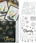 Wine Glass Clear Stamp And Die Set For Card Making And DIY Embossing Silicone Stamp Seals With TPR Material Durable Resists Yellowing