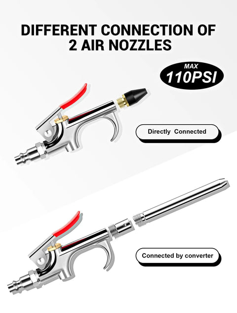 20 Piece Must Have Air Tool Kit For Air Compressors With One Quarter Inch NPT Quick Connects air nozzles with converter