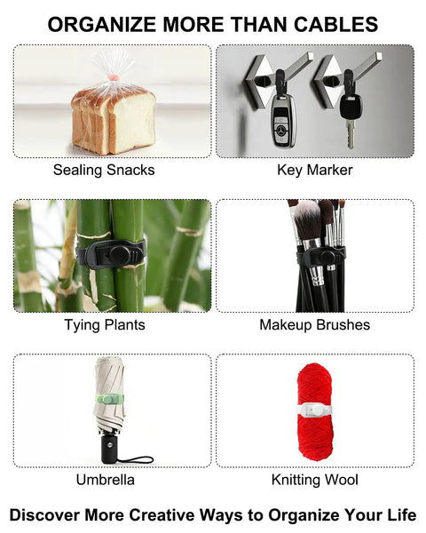 Reusable Silicone Cable Ties For Easy Cable Organization used for sealing snacks, key marking, tying plants, holding brushes