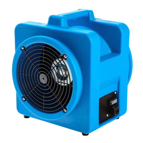 Beast 8 Inch Axial Blower Air Mover With 1100 CFM High Pressure Mini Industrial Fan 1/3 HP Sealed Motor in blue case