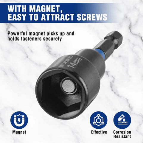 Magnetic 14mm nut driver from 27 Piece Magnetic Nut Driver Kit With Quick Release Extensions