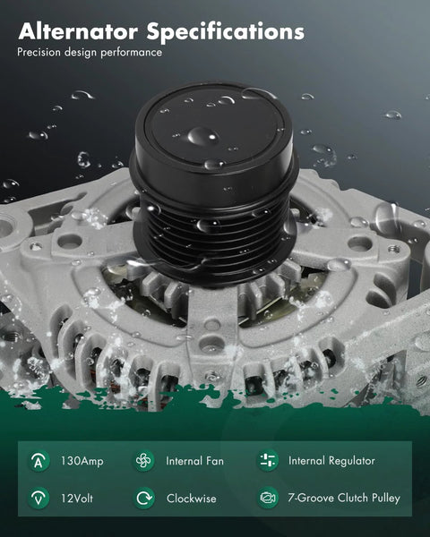 Alternator For Toyota RAV4 2006 2007 2008 V6 Three Point Five Liter 12 Volt 130 Amp Clockwise Rotation With Seven Groove Clutch Pulley Replacement