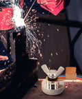 Beefy Welding Ground Clamp With Strong Suction And Heavy Duty Ground Magnet for quick setup, shown during metal welding process.