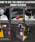 Image of Electric Brake Fluid Bleeder Machine 110V for Easy Brake Fluid Exchange With Adjustable Pressure and One Adapter showing steps for use