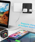 Six Outlet Wall Plug Extender With Surge Protector, Wide Spaced 3 Sided Power Strip charging devices at office table