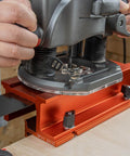Mortise And Tenon Jig For Cabinets Chairs And Tables With Plunge Router For Pro Grade Joinery, RTA009 in use with router