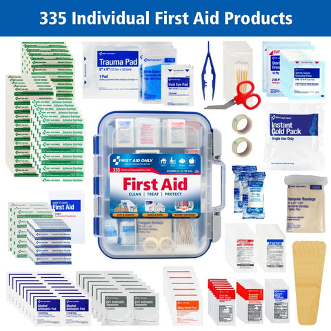 First Aid Only 335-piece OSHA-compliant first aid kit in blue portable case.