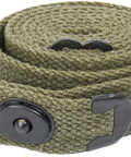 M1 Carbine Web Sling OD Green One Inch Canvas Reproduction With Lift-The-Dot Closure WWII Style Steel Fixtures coiled view