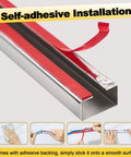 Stainless Steel Beefy Thin Cable Hider Floor Trim Self Adhesive Wire Cover Raceway shown with adhesive strip peel