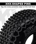 Close-up of XHX-shaped pins on S5 60x20mm XHX Pin Tire for SCX24 FCX24 1/18 1/24 RC Crawlers