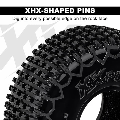 Close-up of XHX-shaped pins on S5 60x20mm XHX Pin Tire for SCX24 FCX24 1/18 1/24 RC Crawlers