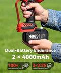 Close-up of dual 4000mAh batteries for 2-In-1 Cordless Pole Saw And Mini Chainsaw