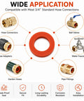 Diagram showing 80 Pack Garden Hose Washers Red Rubber Gasket Heavy Duty Universal Fit For Standard Three Quarter Inch Garden Hose Fittings connections