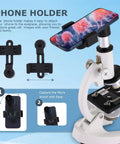 High Power Compound Microscope With 40X To 2500X Magnification For Adults And Kids A Kid Friendly Setup Includes Slides Set And Phone Holder